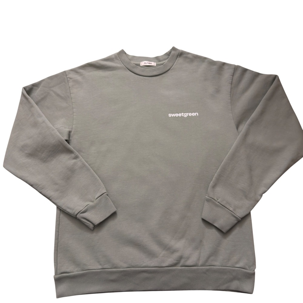 Madhappy x Sweetgreen Crewneck Sweatshirt Mens Sage Green Logo Pullover DD14